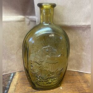 Vintage retro tan wheaton amber brown two ship Glass bottle No cork